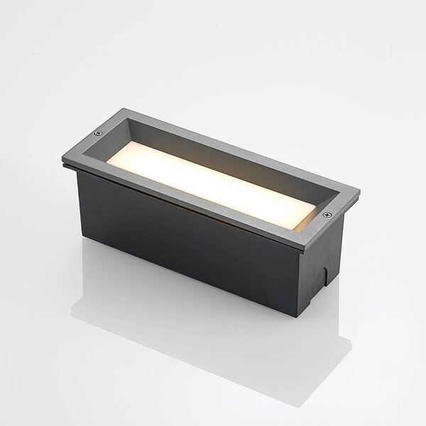 Lucande Lachlain oprawa wpuszczana ścienna LED, aluminiowy / szary / cynkowy, aluminium, nowoczesny