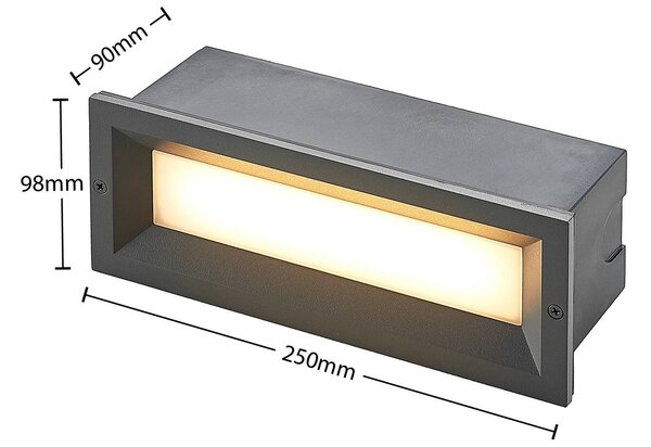 Lucande Lachlain oprawa wpuszczana ścienna LED, aluminiowy / szary / cynkowy, aluminium, nowoczesny