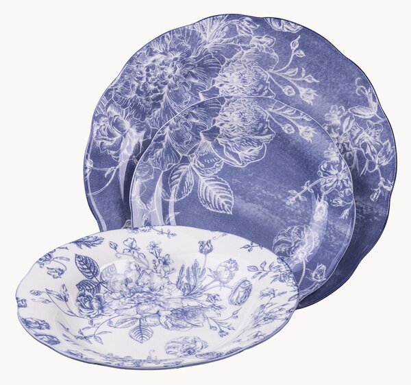 Komplet naczyń z porcelany Fleurette, dla 6 osób, 18 elem
