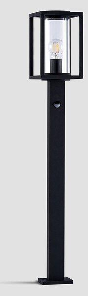 Słupek oświetleniowy Ferda, 100 cm, czujnik, antracyt, IP44 Ferda Lucande, czarny, aluminium, nowoczesny