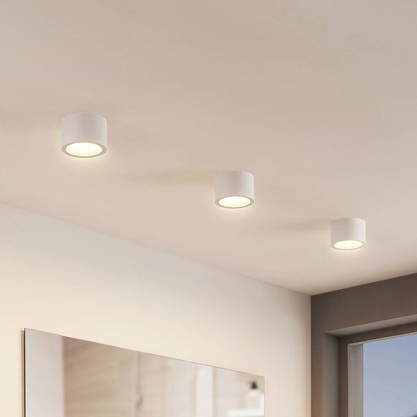 Arcchio downlight Nieva, GX53, biały, okrągły, Ø 10cm, metalowy Nieva Arcchio, możliwość ściemniania, biały / opal, przedpokój, aluminium, nowoczesny