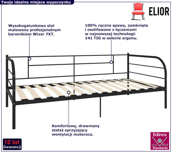 Czarne metalowe łózko 90x200 cm L7-T87