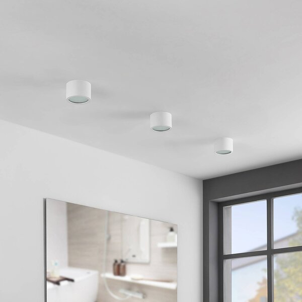 Arcchio downlight Nieva, GX53, biały, okrągły, Ø 10cm, metalowy Nieva Arcchio, możliwość ściemniania, biały / opal, przedpokój, aluminium, nowoczesny