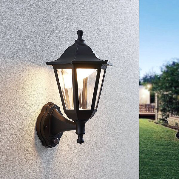 Lampa zewnętrzna z czujnikiem ruchu Iavo Lindby, czarny, tworzywo sztuczne, antyczny