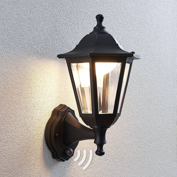 Lampa zewnętrzna z czujnikiem ruchu Iavo Lindby, czarny, tworzywo sztuczne, antyczny