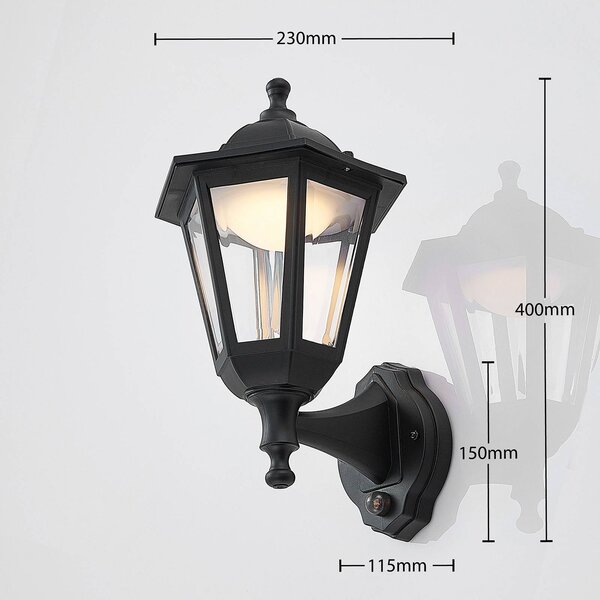 Lampa zewnętrzna z czujnikiem ruchu Iavo Lindby, czarny, tworzywo sztuczne, antyczny