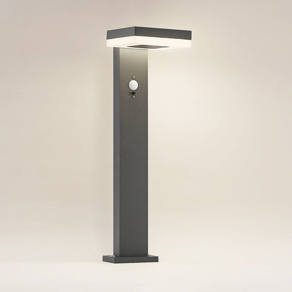 Lindby Laira solarny słupek oświetleniowy LED 50cm, czarny, aluminium, nowoczesny