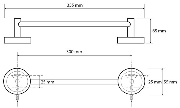 SAPHO XR406 X-Round E wieszak na ręczniki 35 cm, srebrny