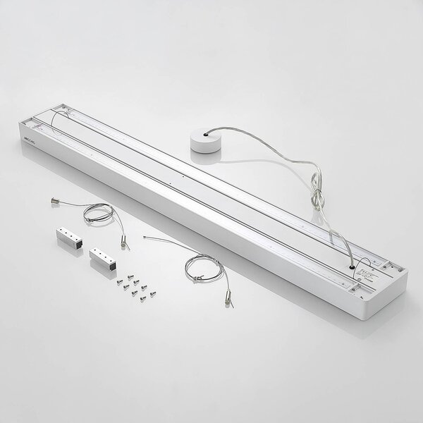 Arcchio Susi lampa wisząca biurowa LED, biała, 120 cm, 4000K, DALI Arcchio, możliwość ściemniania, biały / opal, biuro, aluminium, nowoczesny