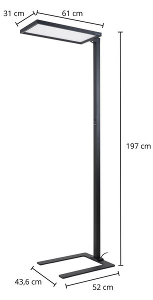 Lampa stojąca Nelus Arcchio, możliwość ściemniania, czarny, biuro, metal, nowoczesny