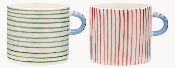 Komplet ręcznie malowanych kubków XL Stripe Affair, 2 elem