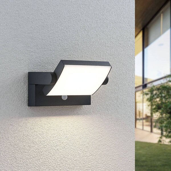 Lampa zewnętrzna z czujnikiem ruchu Sherin Lindby, czarny, aluminium, nowoczesny