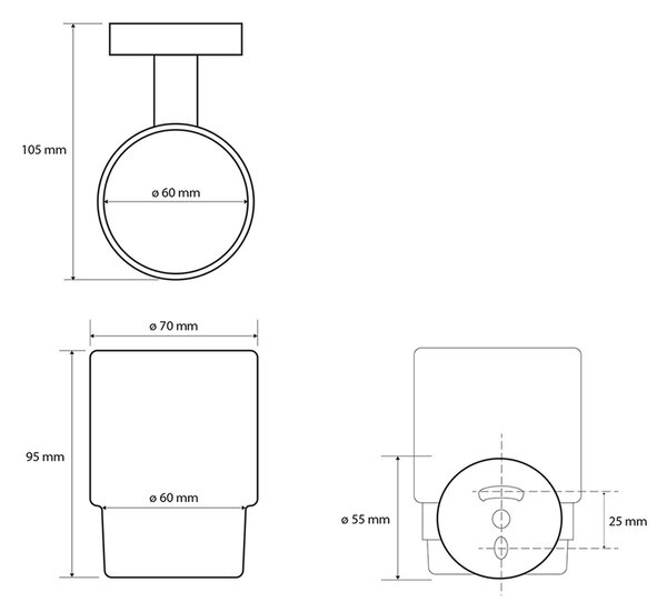 SAPHO XB900 X-round black szklanka, mleczne szkło/czarny