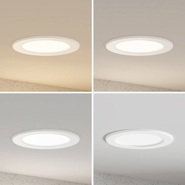 Oprawa wpuszczana LED Cadance, biała, 17 cm, zestaw 3, CCT Cadance PRIOS, możliwość ściemniania, biały / opal, łazienka, aluminium, nowoczesny