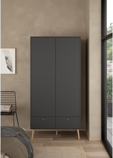 Antracytowa szafa 99x200 cm Bodo – Tvilum