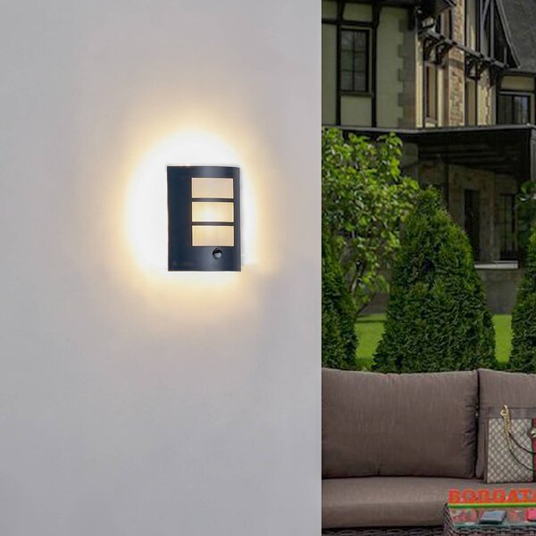 Lampa zewnętrzna z czujnikiem ruchu Vimal Lindby, możliwość ściemniania, czarny, aluminium, nowoczesny