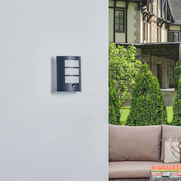 Lampa zewnętrzna z czujnikiem ruchu Vimal Lindby, możliwość ściemniania, czarny, aluminium, nowoczesny