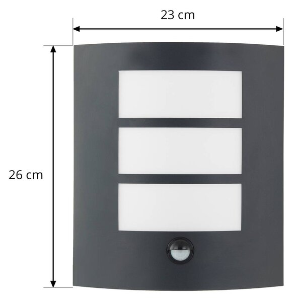 Lampa zewnętrzna z czujnikiem ruchu Vimal Lindby, możliwość ściemniania, czarny, aluminium, nowoczesny