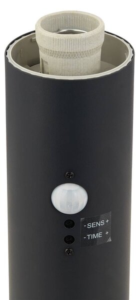 Lampa cokołowa Lindby Statius, antracyt, żelazo, czujnik, 45 cm Statius, czarny, metal, nowoczesny