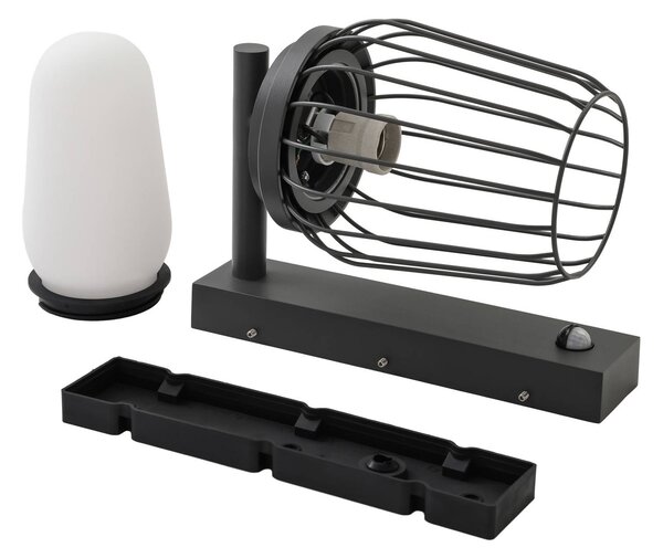 Lampa zewnętrzna z czujnikiem ruchu Chandan Lucande, możliwość ściemniania, czarny, aluminium, nowoczesny