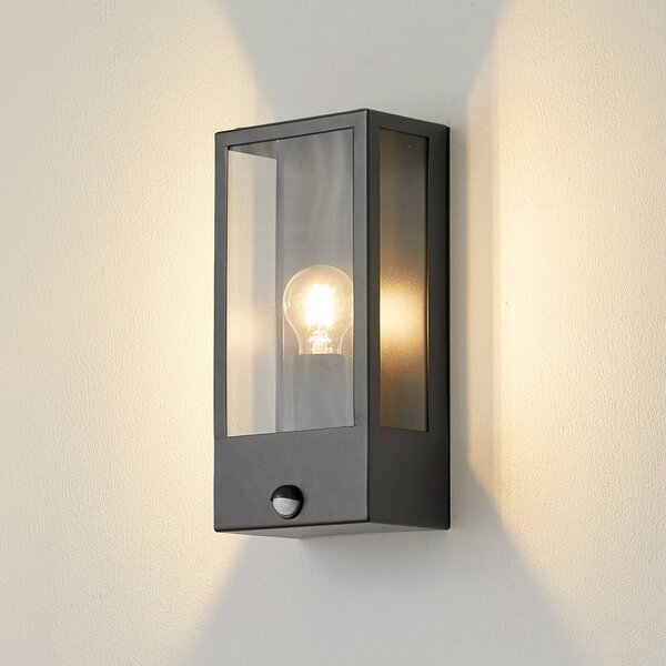 Lampa zewnętrzna z czujnikiem ruchu Ilana Lindby, możliwość ściemniania, czarny, stal szlachetna