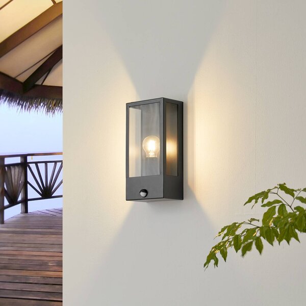 Lampa zewnętrzna z czujnikiem ruchu Ilana Lindby, możliwość ściemniania, czarny, stal szlachetna