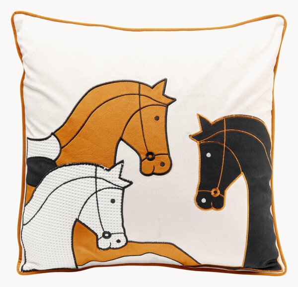 Poduszka z aksamitu Horse Trio