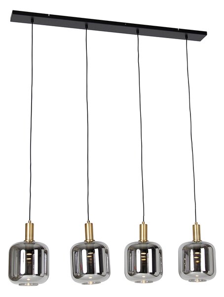 Hanglamp zwart met goud en smoke glas incl. 4 PUCC - Zuzanna Oswietlenie wewnetrzne