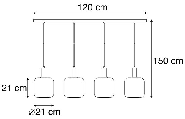 Lampa wisząca czarna ze złotem i przydymionym szkłem z 4 PUCC - Zuzanna