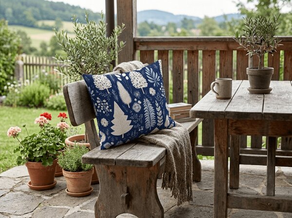 Poszewka na poduszkę z mikrofibry INDIGO BLOOM 50x70 cm, niebieska