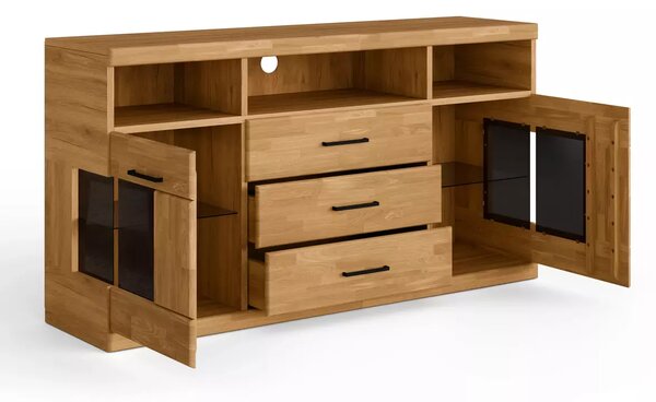 Komoda dębowa 150 cm z 3 szufladami Raro 15