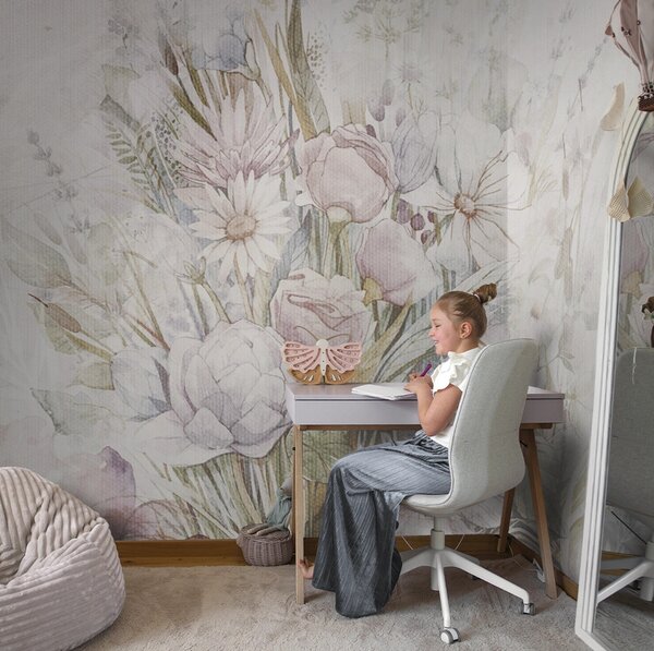 Tapeta ROSETTA - pastel - delikatna tapeta z motywem pastelowych kwiatów