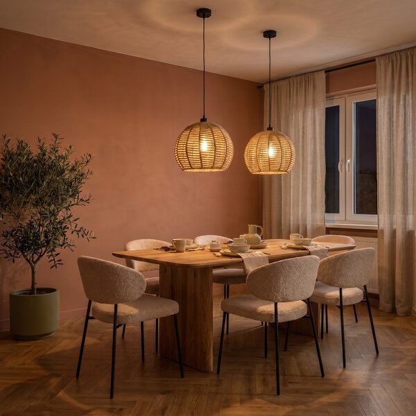 NOWOCZESNA LAMPA WISZĄCA SUFITOWA PLECIONY ŻYRANDOL BOHO 35 CM