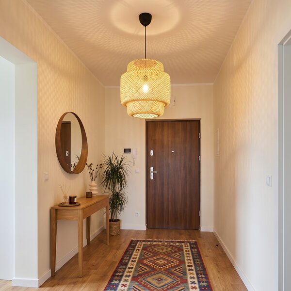 LAMPA WISZĄCA NATURALNA BAMBUSOWA ŻYRANDOL DO SALONU I SYPIALNI W STYLU BOHO 40 CM