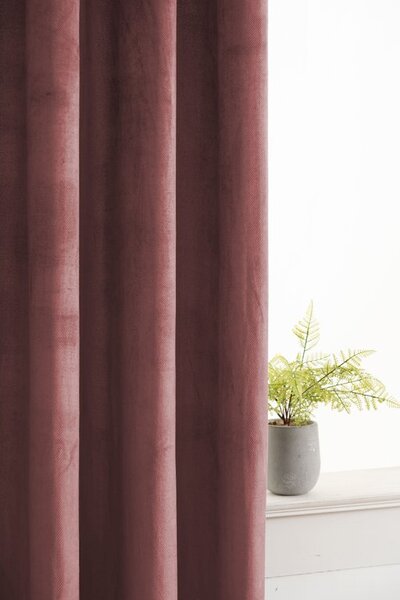 Zasłona zaciemniająca ELVIO VELVET 140x250 cm, staroróżowa Zawieszanie: Metalowe pierścienie