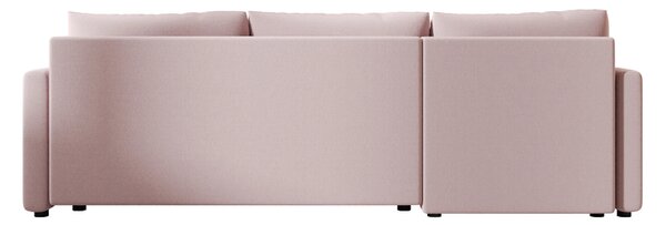 Rozkładana narożna sofa VENORIA 220x143 cm, pudroworóżowa, uniwersalna + 2 poduszki GRATIS