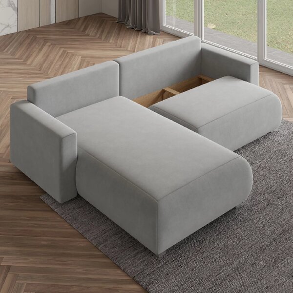 Kremowa, rozkładana, narożna sofa MONORA, dwustronna