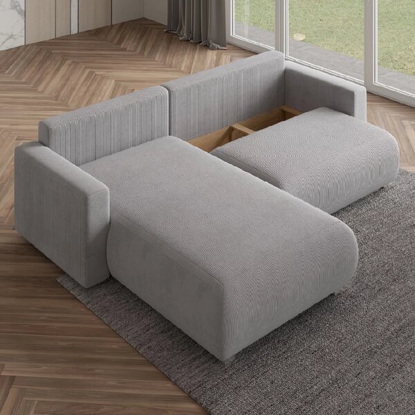 Ciemnozielona rozkładana narożna sofa TAFIRA, dwustronna