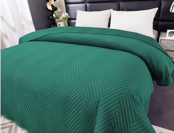 Zielona aksamitna narzuta na łóżko ARROW VELVET Rozmiar: 200 x 220 cm