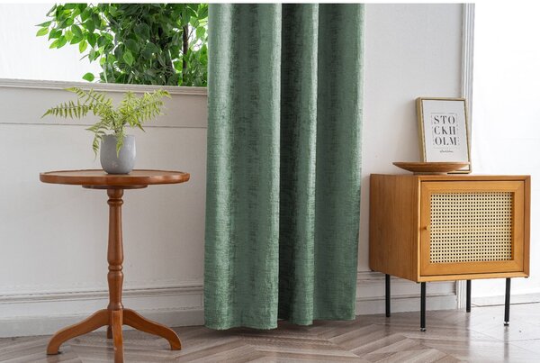 Zaciemniająca zasłona LOOM VELVET 140x250 cm, zielona Zawieszanie: Metalowe pierścienie