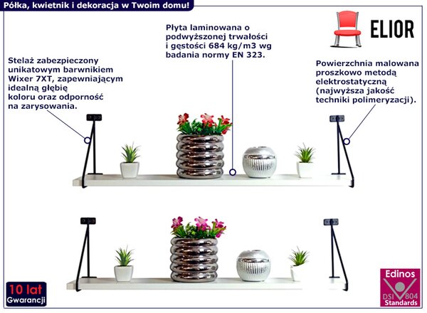 Zestaw dwóch białych półek - Indik 4X