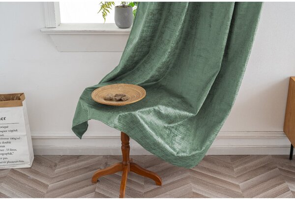 Zaciemniająca zasłona LOOM VELVET 140x250 cm, zielona Zawieszanie: Metalowe pierścienie