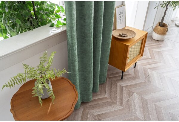 Zaciemniająca zasłona LOOM VELVET 140x250 cm, zielona Zawieszanie: Metalowe pierścienie