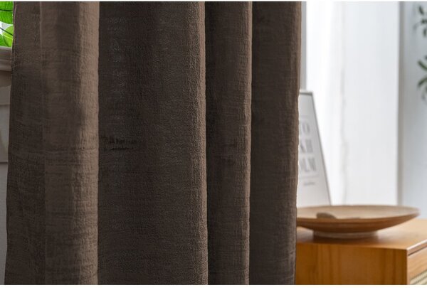 Zaciemniająca zasłona LOOM VELVET 140x250 cm, brązowa Zawieszanie: Metalowe pierścienie