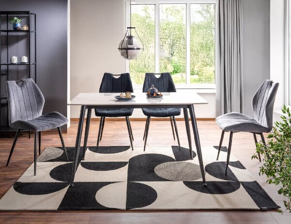 Stół jadalniany RION 130x70 cm z ceramicznym blatem, biały marmur