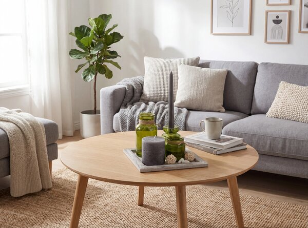 Dekoracyjna taca ze świecznikiem i świeczkami HYGGE 20x20 cm
