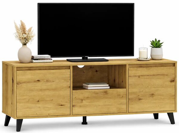 Minimalistyczna szafka pod telewizor z szufladą dąb artisan F8-S84