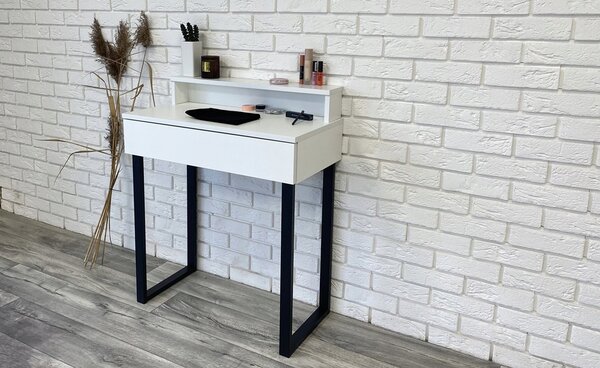 Toaletka / konsola "LENA PLUS" biały mat 75cm, czarne U