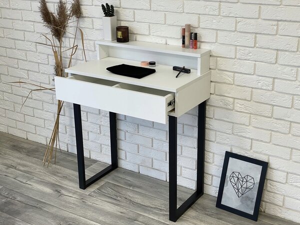 Toaletka / konsola "LENA PLUS" biały mat 75cm, czarne U