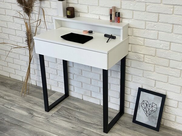 Toaletka / konsola "LENA PLUS" biały mat 75cm, czarne U